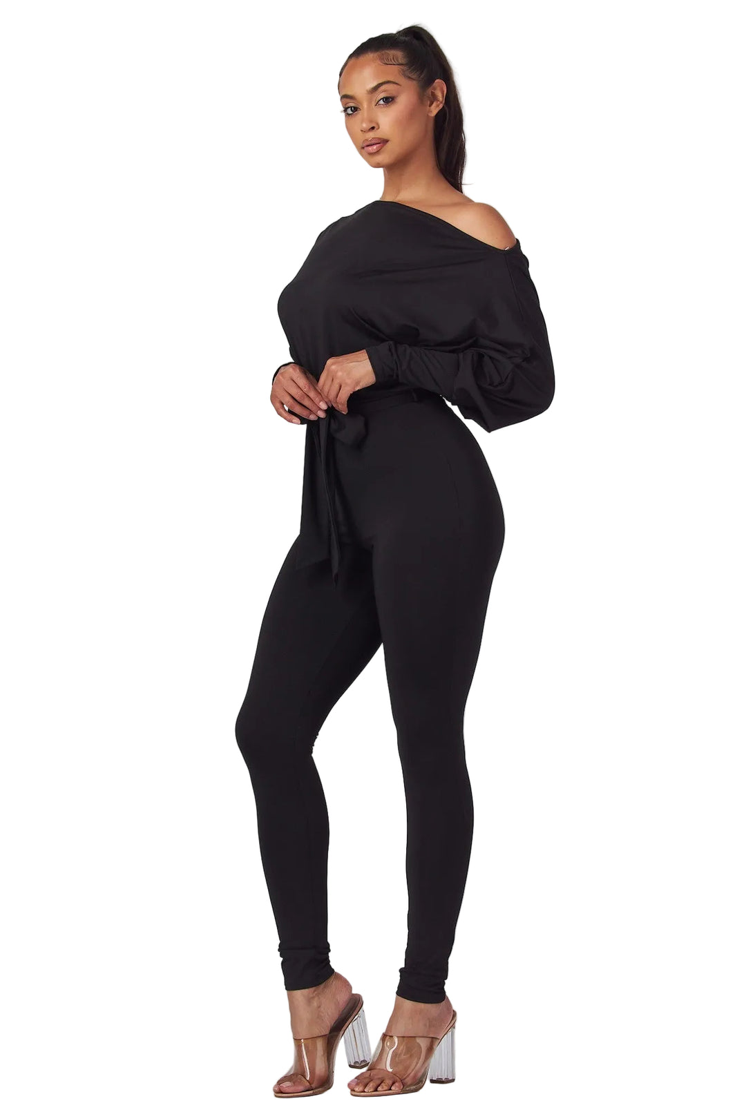 Bardot — Off The Shoulder Self Tie Jumpsuit
