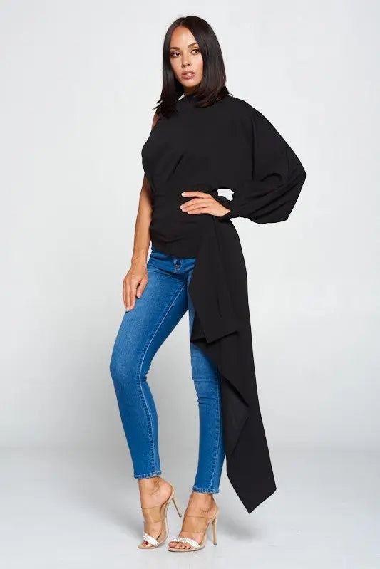 Ava — One Shoulder Drape Top WIN WIN Apparel