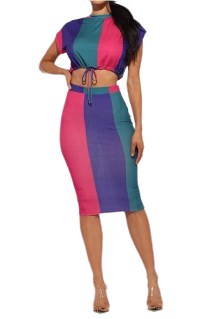 Crop Top Midi Skirt Set