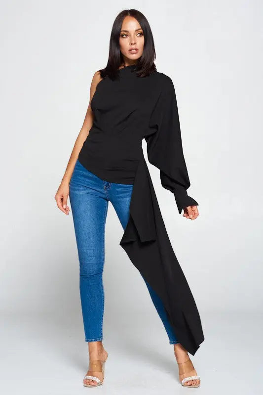 Ava — One Shoulder Drape Top WIN WIN Apparel