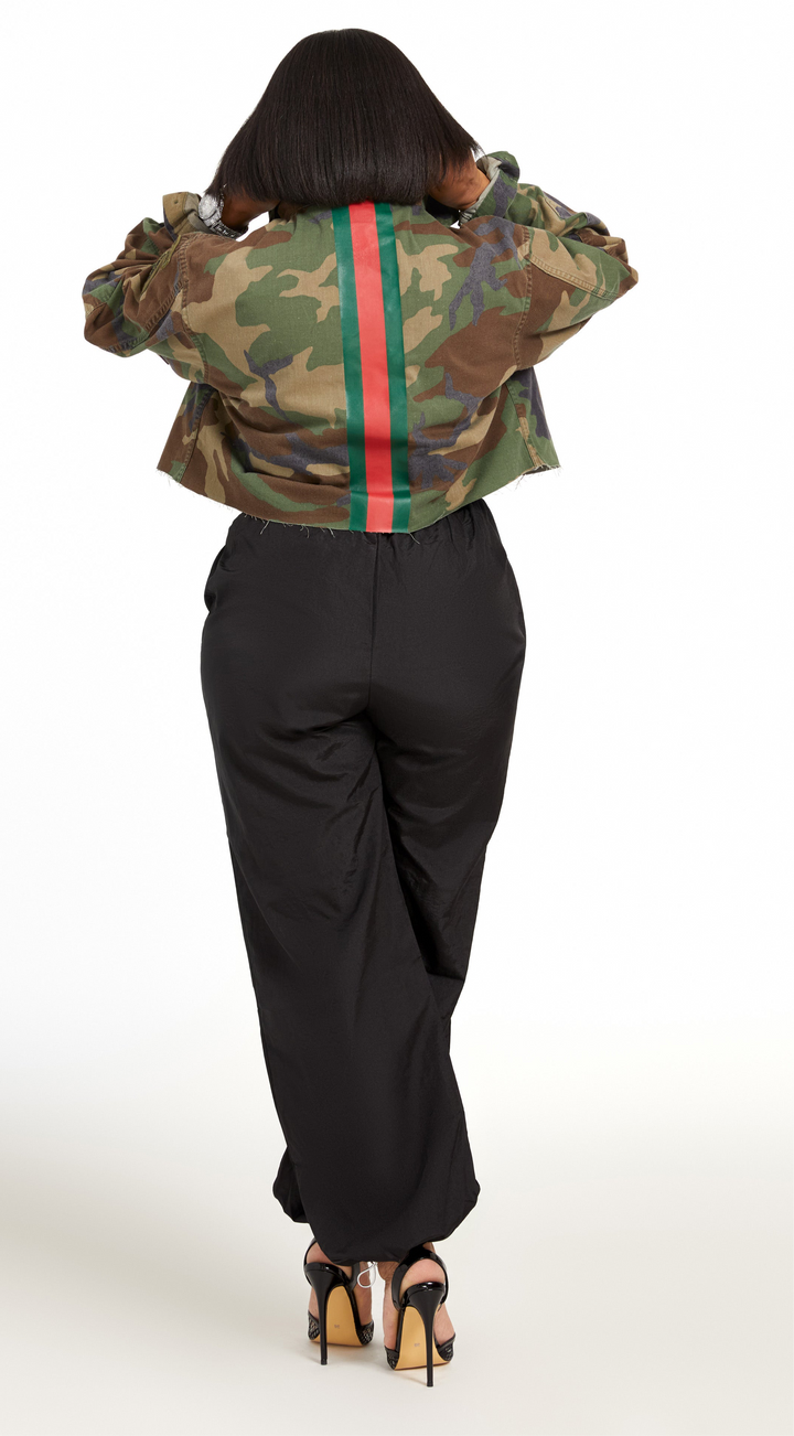 Camo Crop Brooch Jacket – Designer Statement Piece