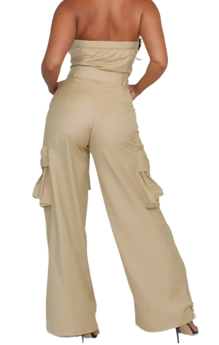 Khaki Utility Jumpsuit – Multi-Pocket Chic