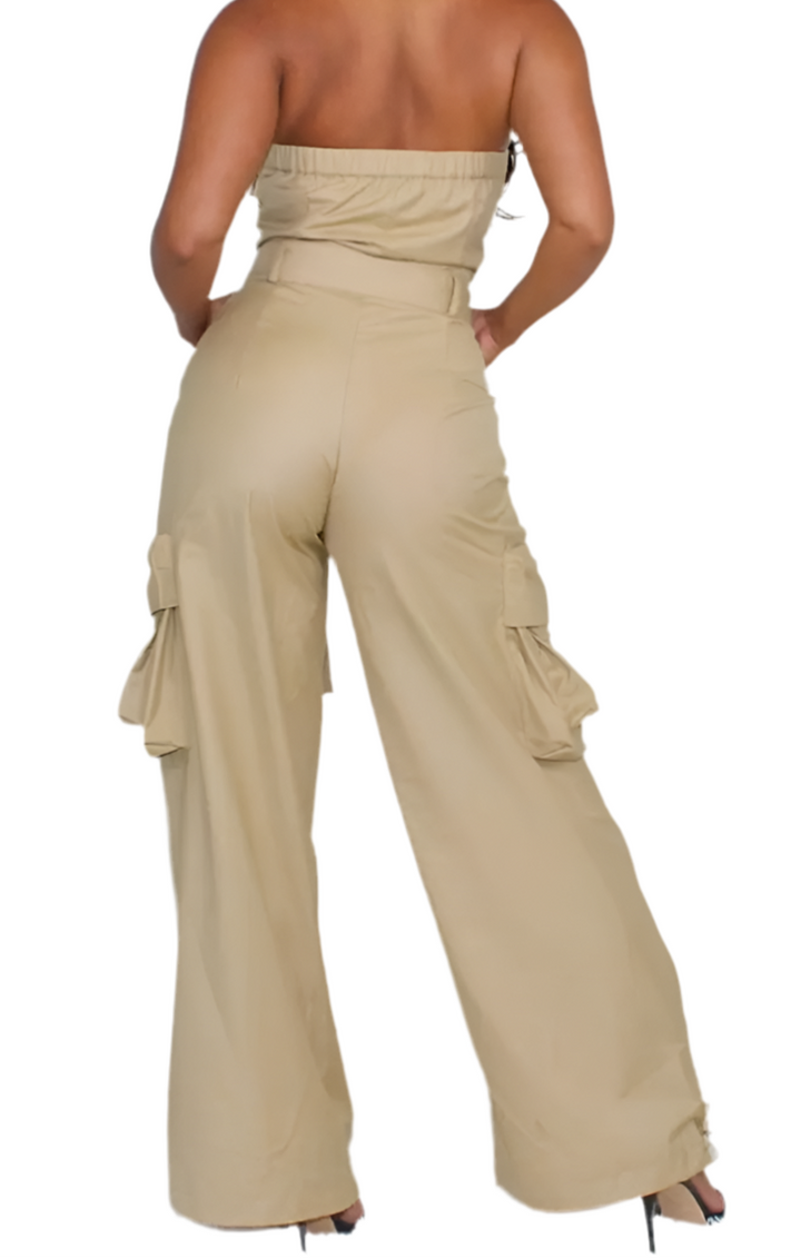 Khaki Utility Jumpsuit – Multi-Pocket Chic