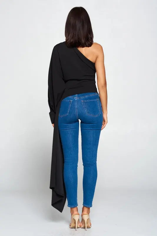 Ava — One Shoulder Drape Top WIN WIN Apparel