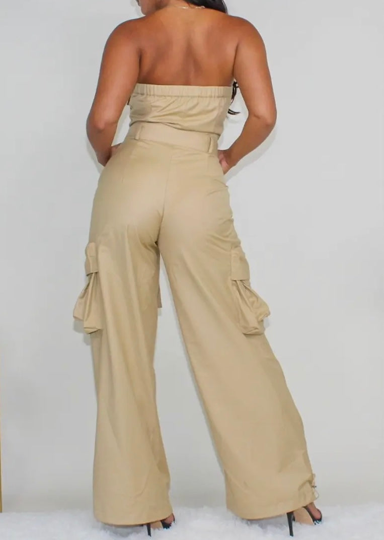 Khaki Multi Pocket Jumpsuit