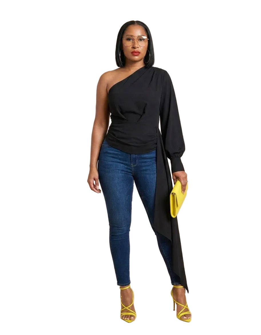Ava — One Shoulder Drape Top