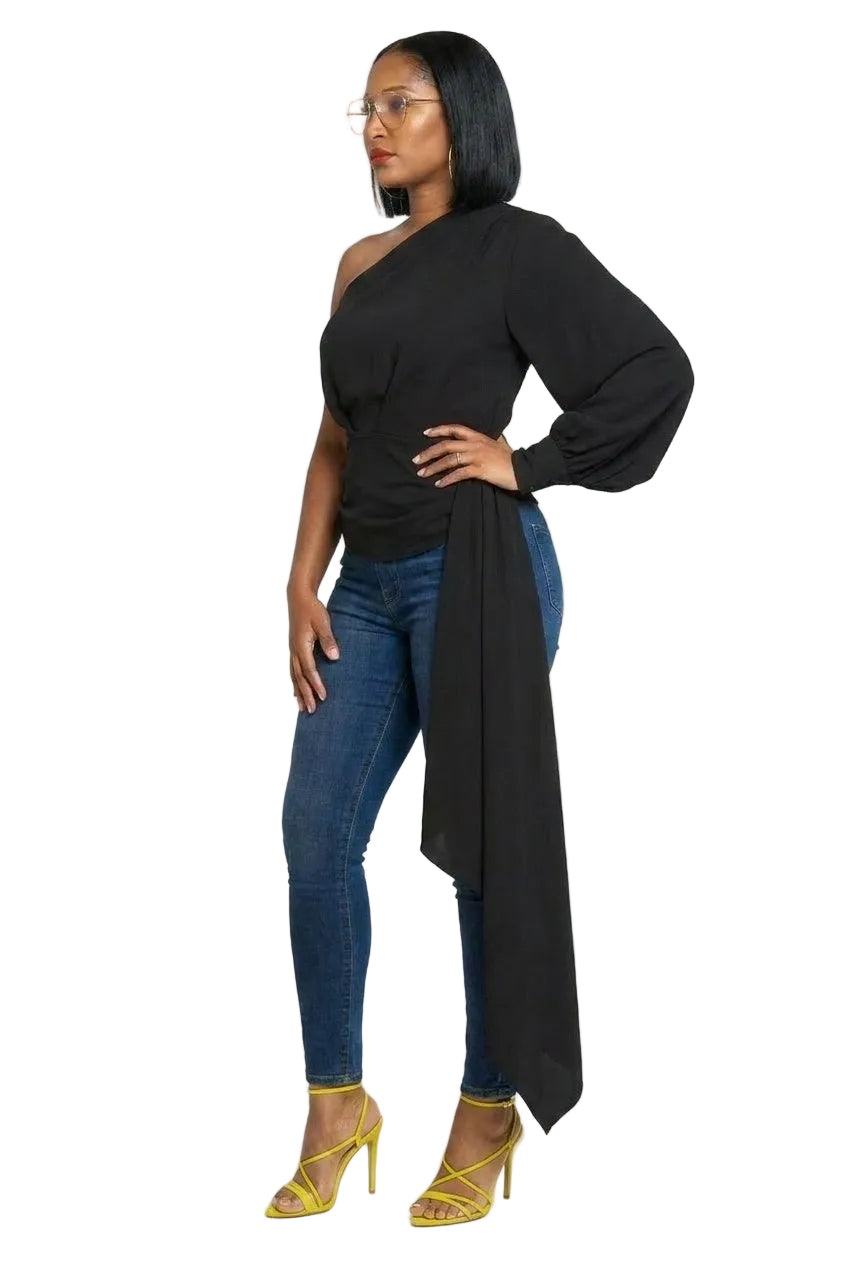 Ava — One Shoulder Drape Top