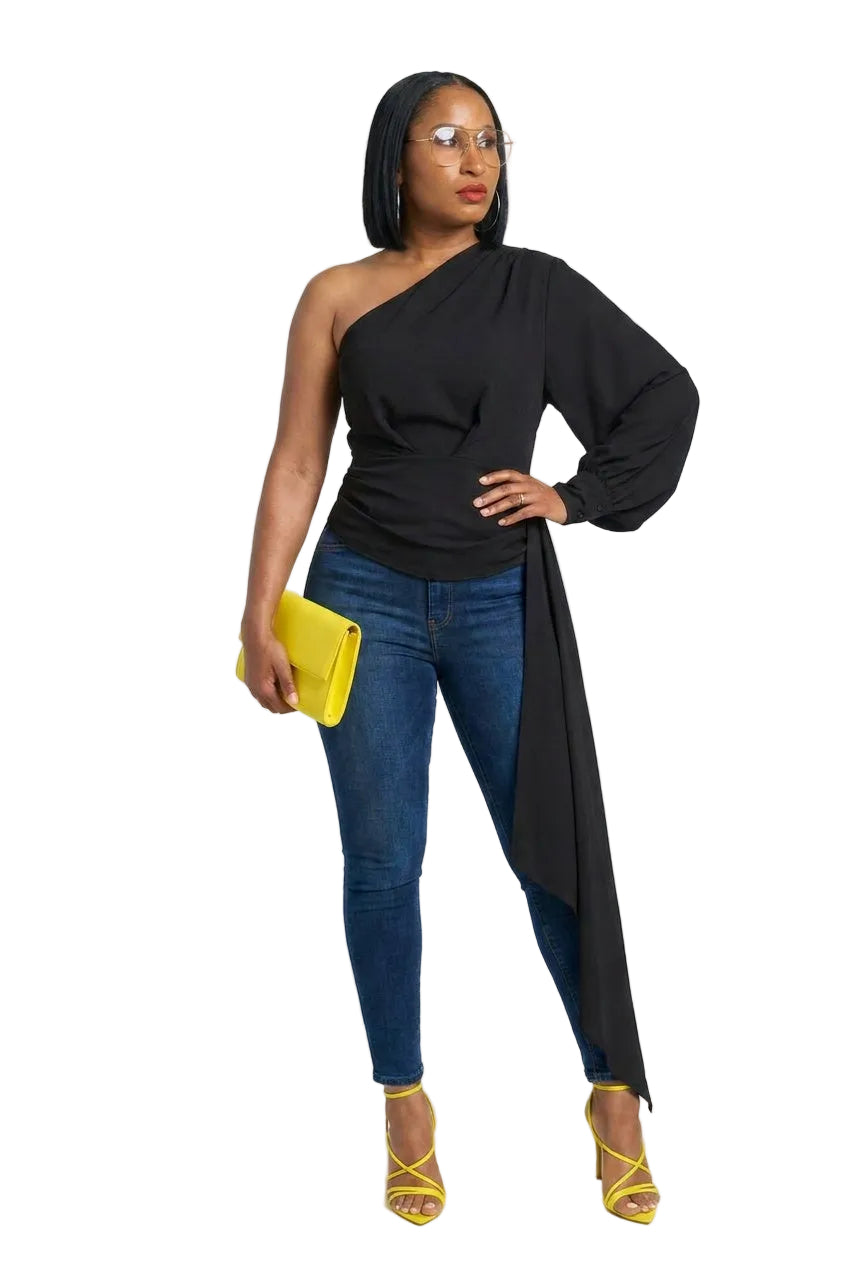 Ava — One Shoulder Drape Top