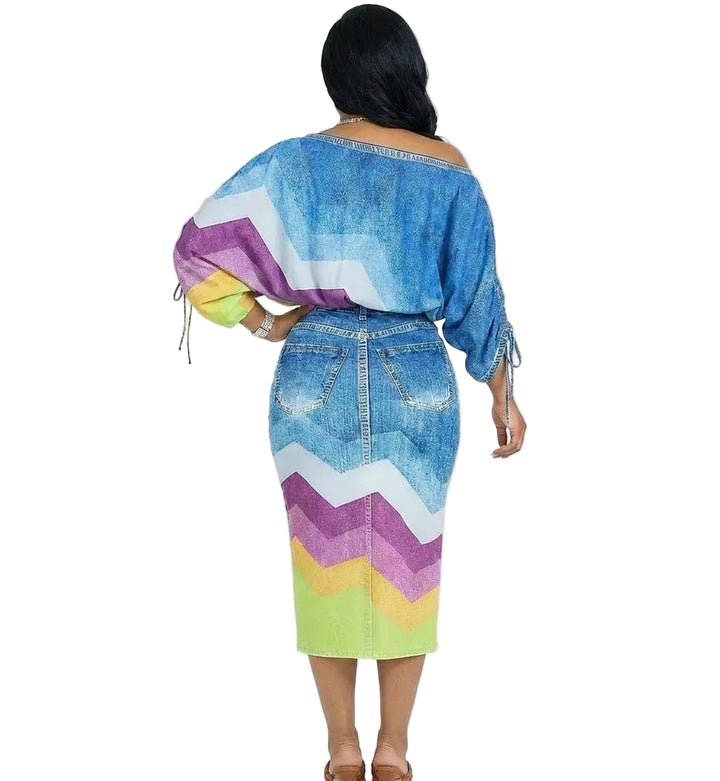 Prism — Chiffon Effect Crop Top & Skirt Set