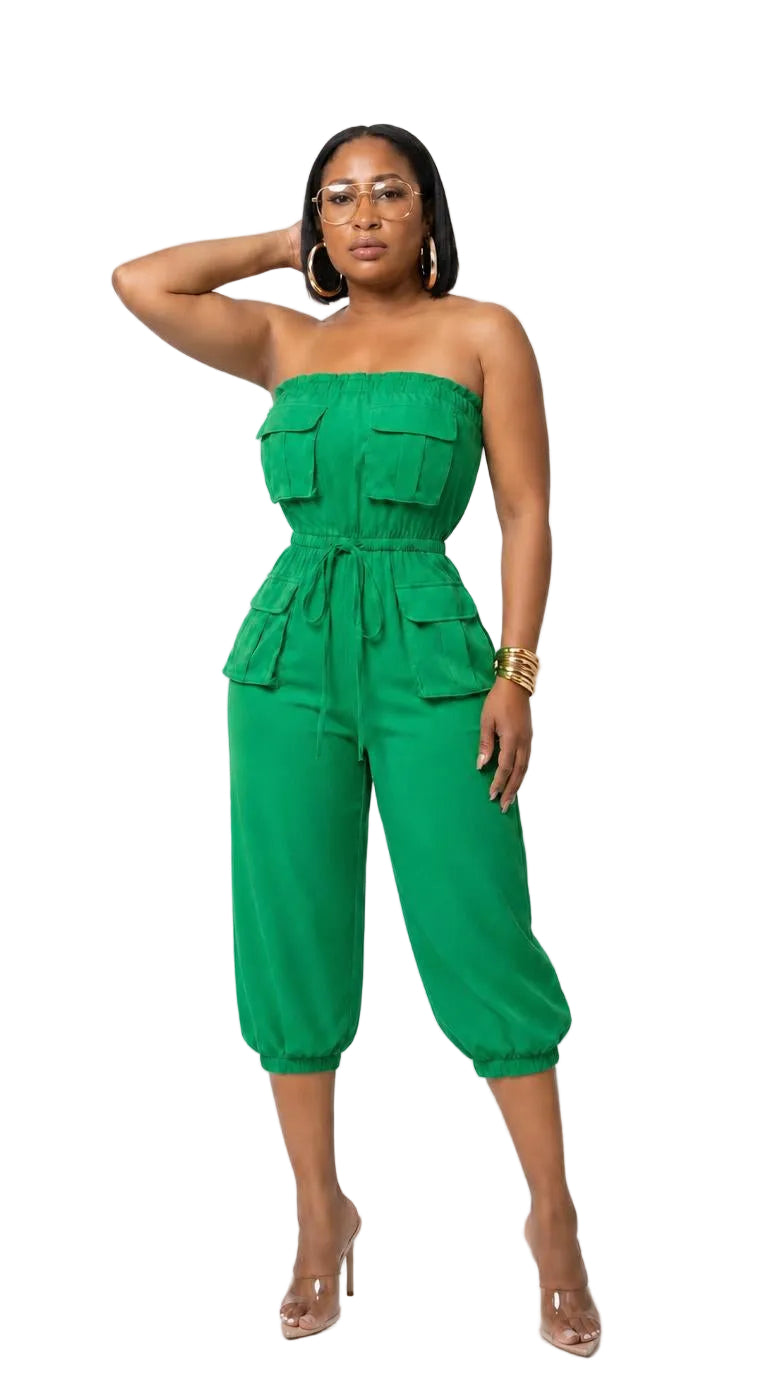 The Pop Daze — Strapless Cargo Jumpsuit