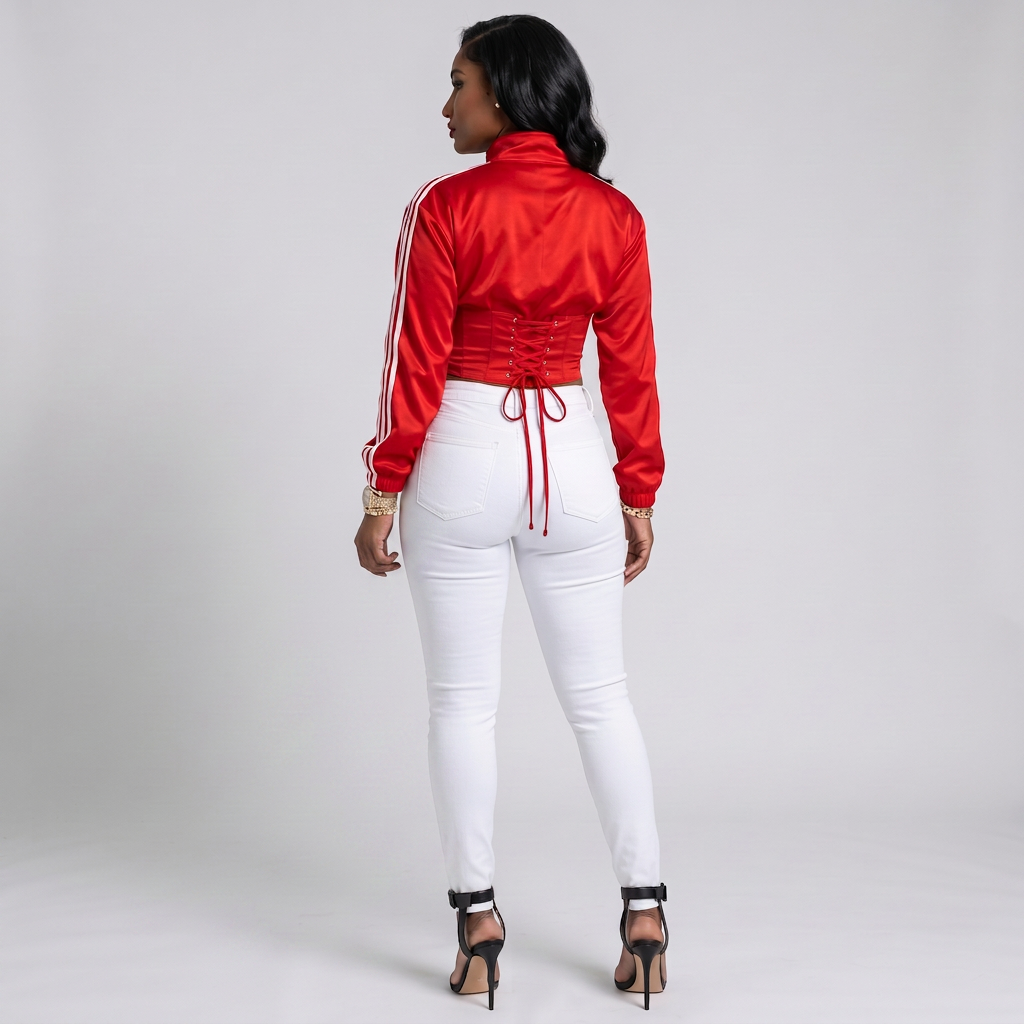The MVP Jacket — Satin Side-Stripe Zip-Up Jacket & Detachable Corset
